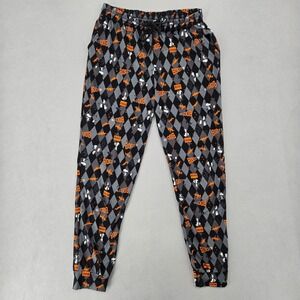 Peanuts Large Halloween Snoopy Argyle Jogger Pajama Pants Black Orange